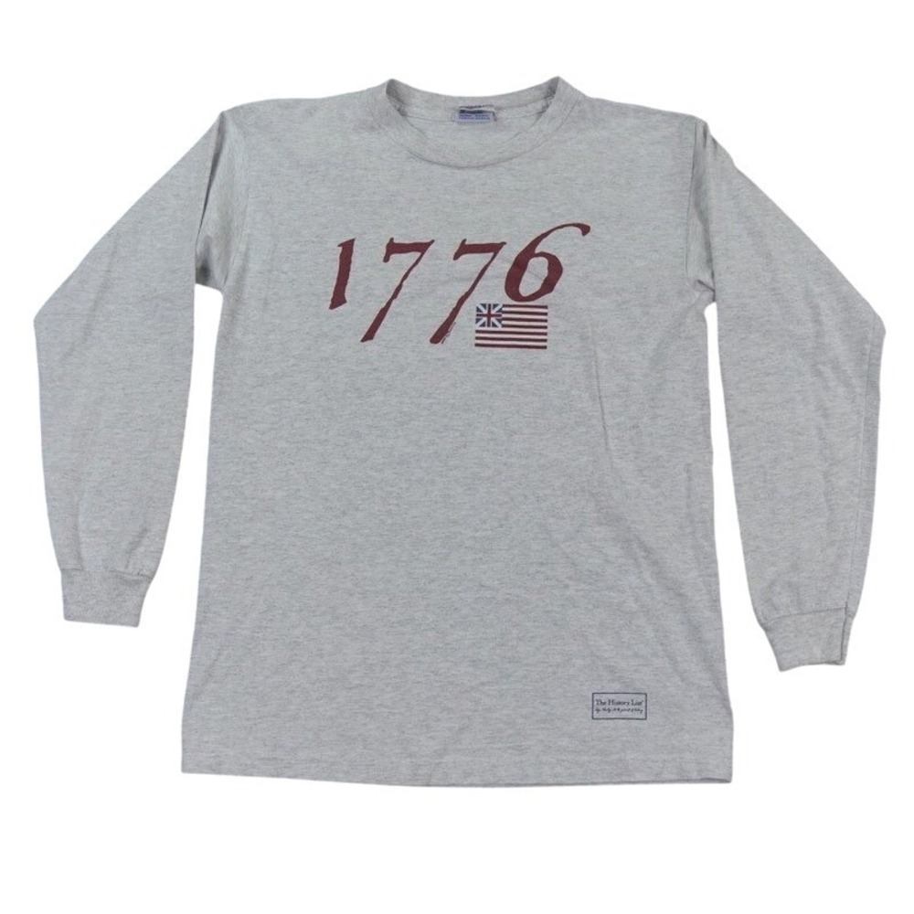 Bayside 1776 T-Shirt Mens Medium Gray Declaration Independence USA Made 2 Sided